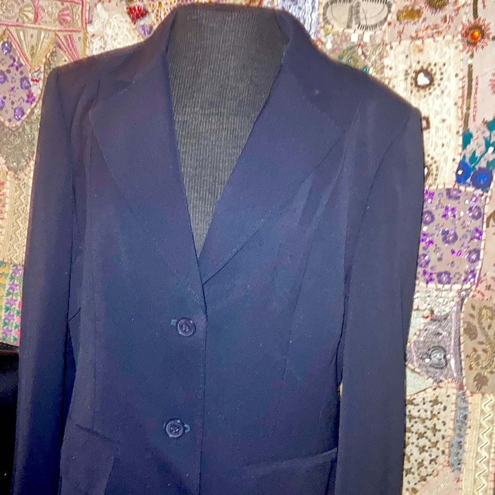 Black Two Button, 2 Pocket Jacket, Light Stitchin… - image 1